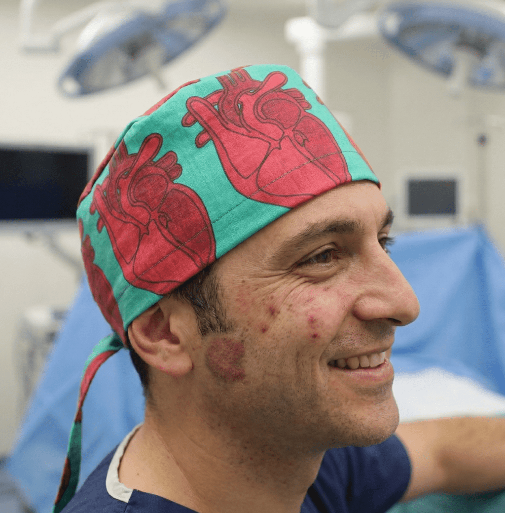 Cross Section Heart Scrub Cap scrub cap flat lay view