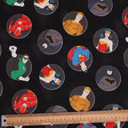 DC Universe Character Circles Black scrub cap pattern shown flat