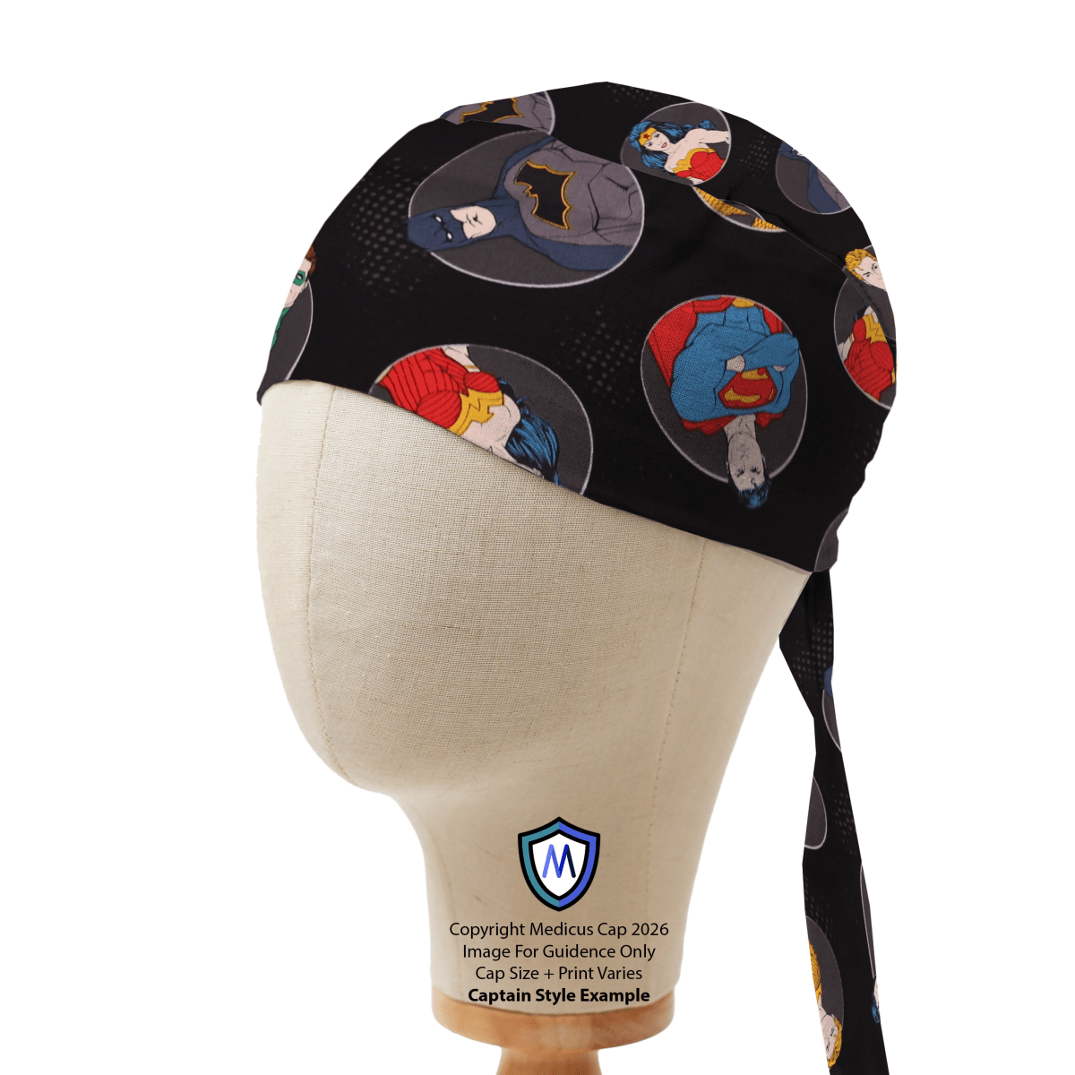 DC Universe Character Circles Black Scrub Cap
