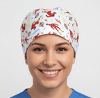 DC Superheroes Flash Cartoon Style scrub cap shown on model