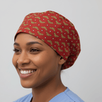 DC Wonder Woman Symbol WW On Red scrub cap shown on model