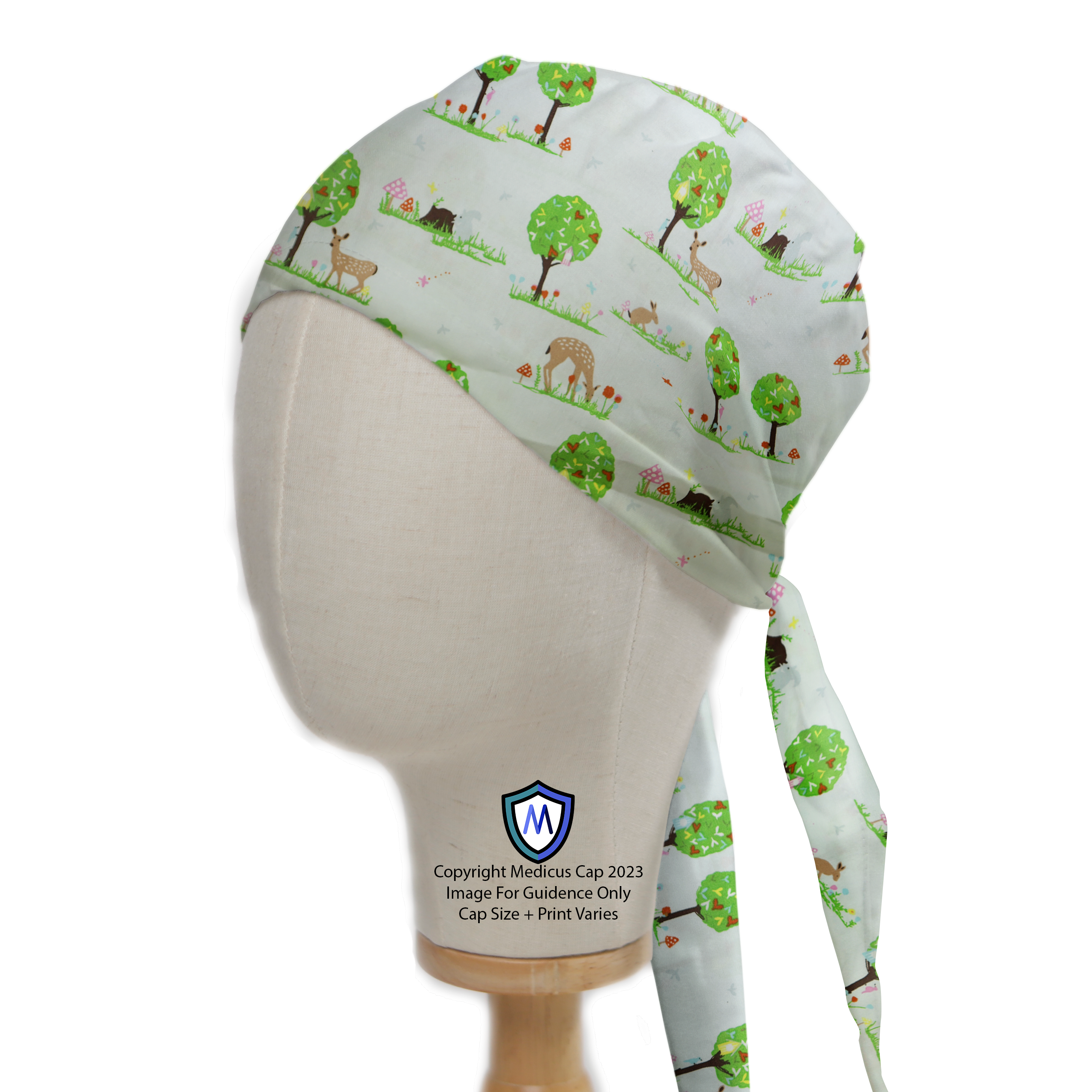 Deers In Park Trees Scrub Cap - Scrub Cap from Medicus Scrub Caps - Shop now at Medicus Scrub Caps - all, Animals, Bears, Landscape, new-arrivals, Patterned Scrub Cap, scrub cap, Trees + Leaves
