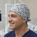 Dental Mr Tooth scrub cap shown on model