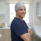 Dental Mr Tooth scrub cap shown on model