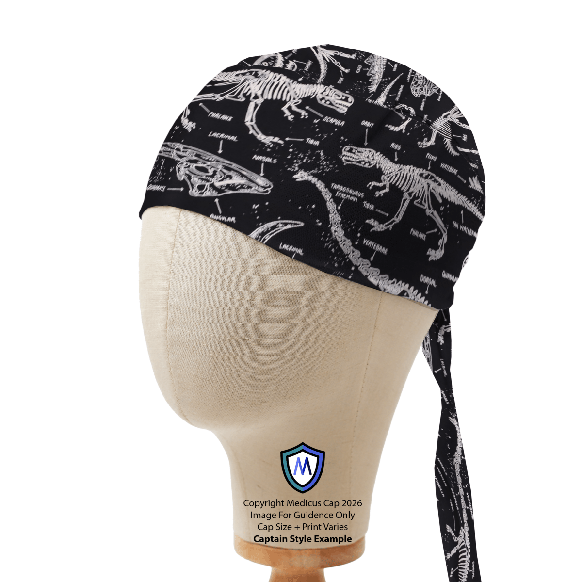 Gorro quirúrgico con diseño de huesos (que brilla en la oscuridad)