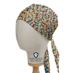 Disney Mickey Pluto Goofy Retro Gang On Beige scrub cap in Bandana tie-back style
