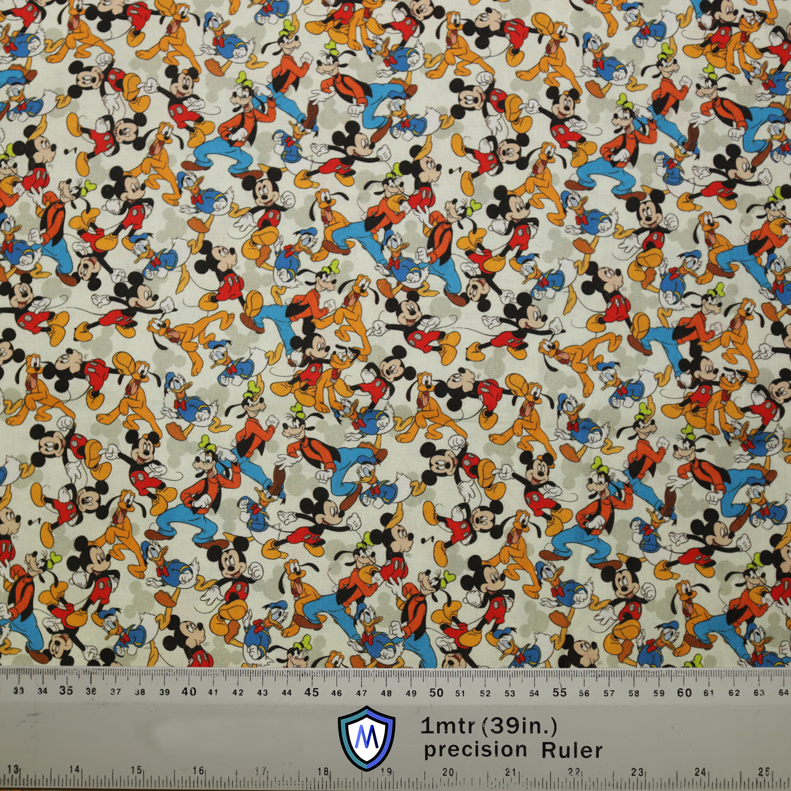 Disney Mickey Pluto Goofy Retro Gang On Beige Scrub Cap from Medicus Scrub Caps, featuring a playful vintage character pattern on a beige background.