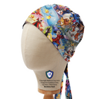 Disney Overload scrub cap in Bandana tie-back style