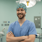 Disney Aladdin Jasmine Heads scrub cap shown on model