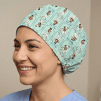 Disney Aladdin Pose scrub cap shown on model