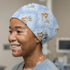 Disney Bambi Thumper Blue Diamond scrub cap shown on model