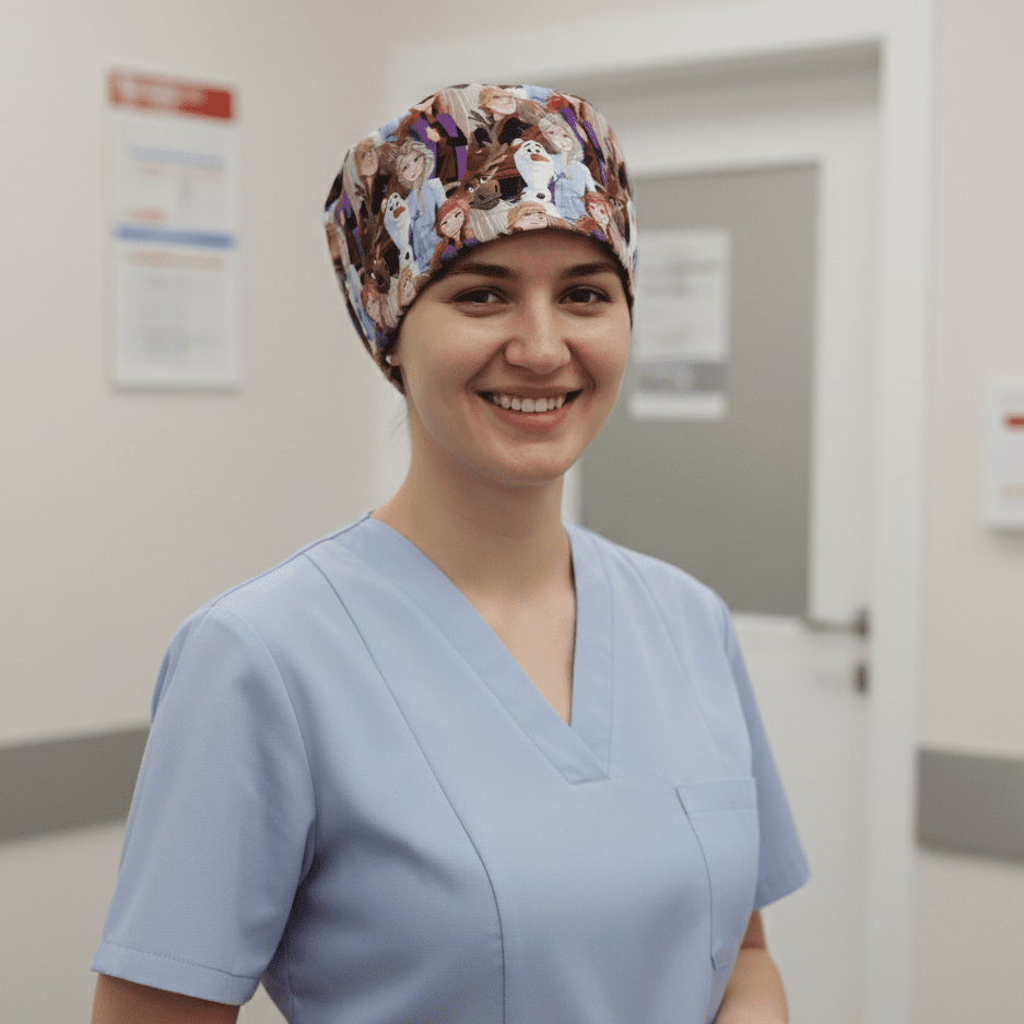 Disney Frozen Crowd Scrub Cap scrub cap detail view 2