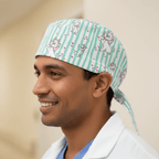 Disney Marie Cat Striped scrub cap shown on model