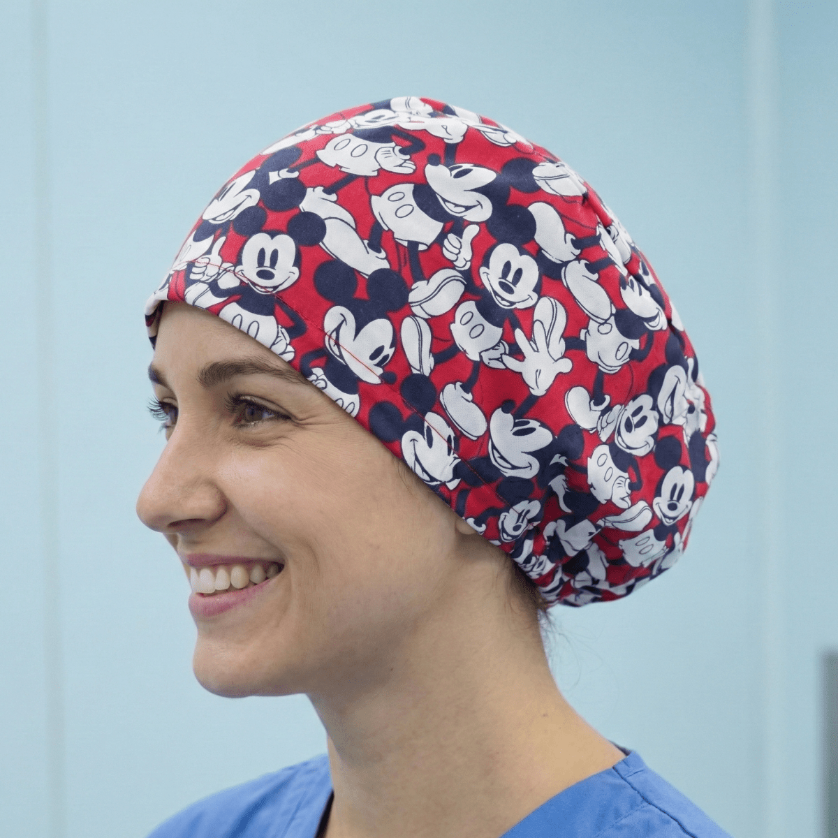 Disney Mickey Mouse On Red Scrub Cap