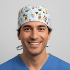 Disney Mickey Mouse Summer Ice Lolly scrub cap shown on model