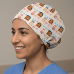 Disney Moana Strips scrub cap shown on model