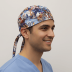 Disney Overload scrub cap shown on model