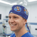 Disney Pixar Toy Story Buzz Woody Circles scrub cap shown on model