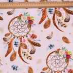 Dream Catcher Boho Feathers scrub cap pattern shown flat