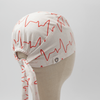 EKG Heart Monitor #1 White scrub cap, back view showing tie-back closure