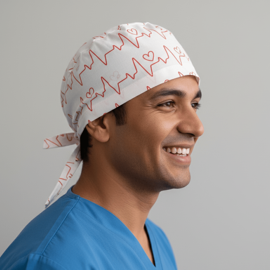 Gorro quirúrgico blanco para monitor cardíaco de ECG n.° 1