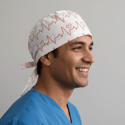 EKG Heart Monitor #1 White scrub cap shown on model