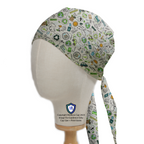 Eco Reuse Recycle scrub cap in Bandana tie-back style
