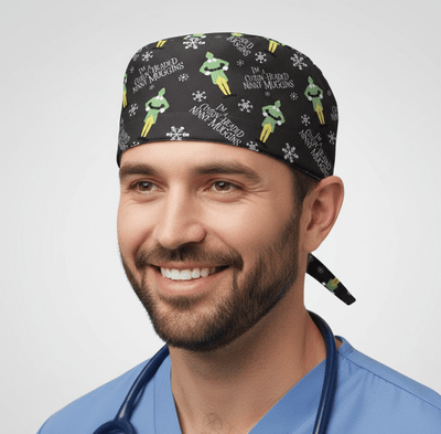 Elf The Movie Kawaii Slogans scrub cap shown on model