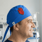 Embroidery - Classic Heart - scrub cap shown on model