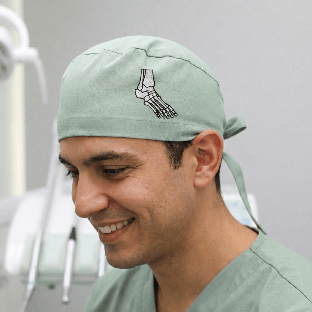 Embroidery - Skeleton Foot - Scrub Cap