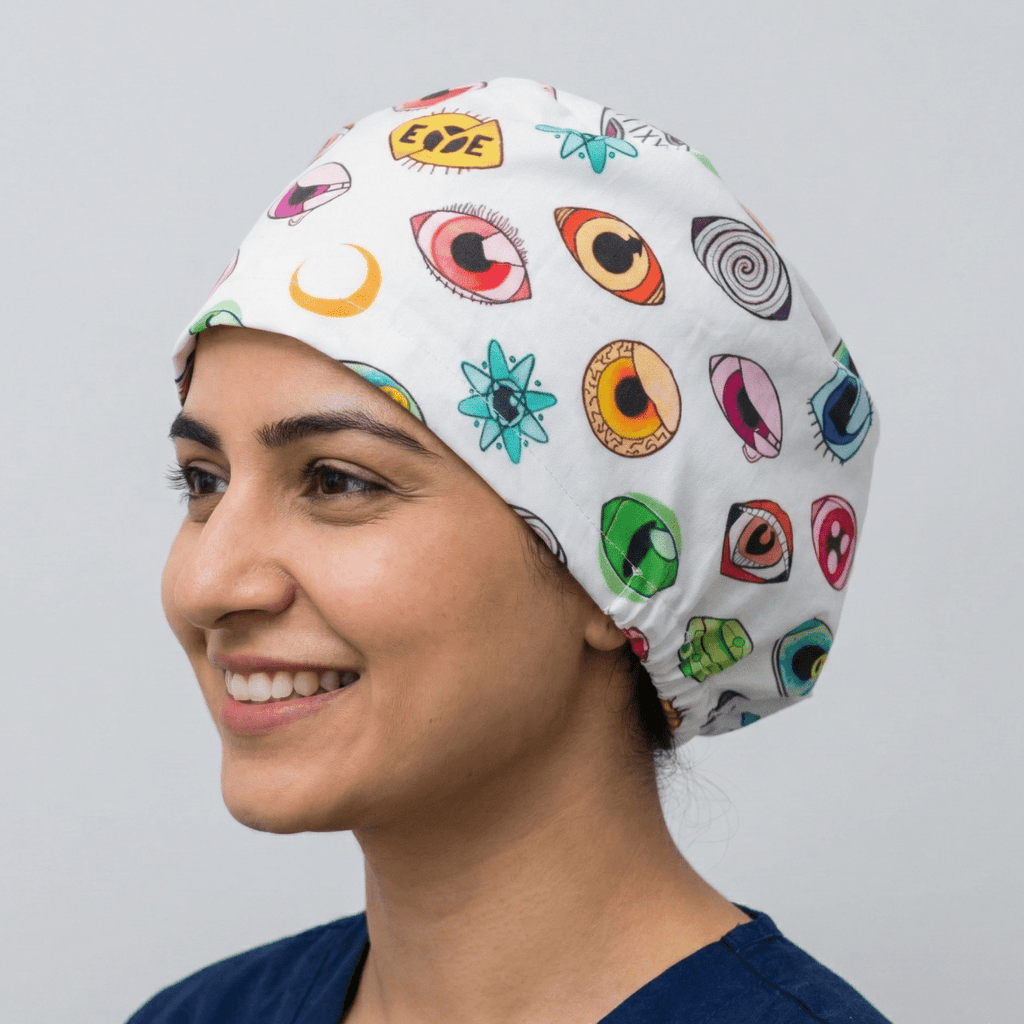 Eyes Abstract Scrub Cap scrub cap flat lay view