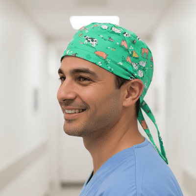 Farmers Field scrub cap shown on model