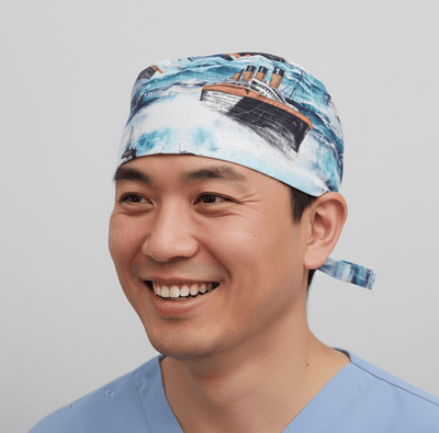 Ferry Boat Scrub Cap - Greys Anatomy Inspired scrub cap shown on model