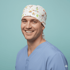 Fiesta Party scrub cap shown on model