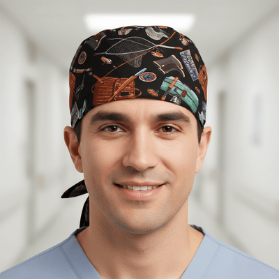 Gone Fishing scrub cap in Captain fitted style