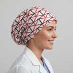 Flag Jersey Island scrub cap shown on model