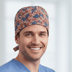 Flag USA scrub cap shown on model