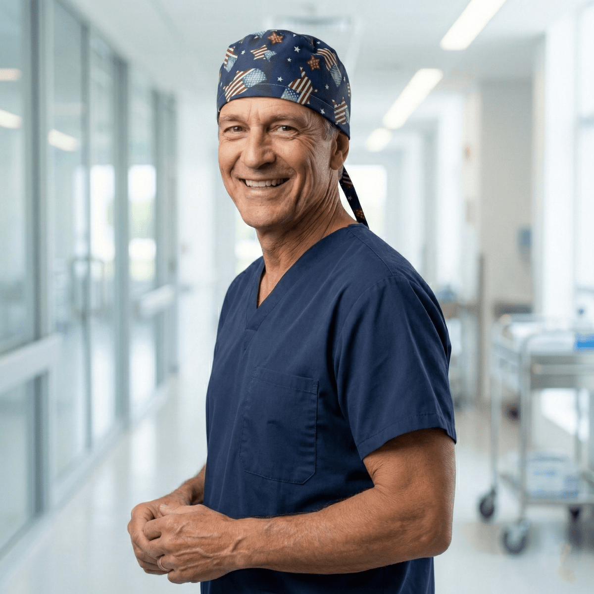 Flag and Map USA Scrub Cap