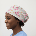 Floral Bunches Roses Grey Scrub Cap