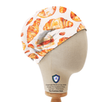 Food Breakfast Croissants Donuts Bakery scrub cap in Duchess elastic-back style