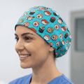 Gorro quirúrgico con diseño de comida kawaii y sushi