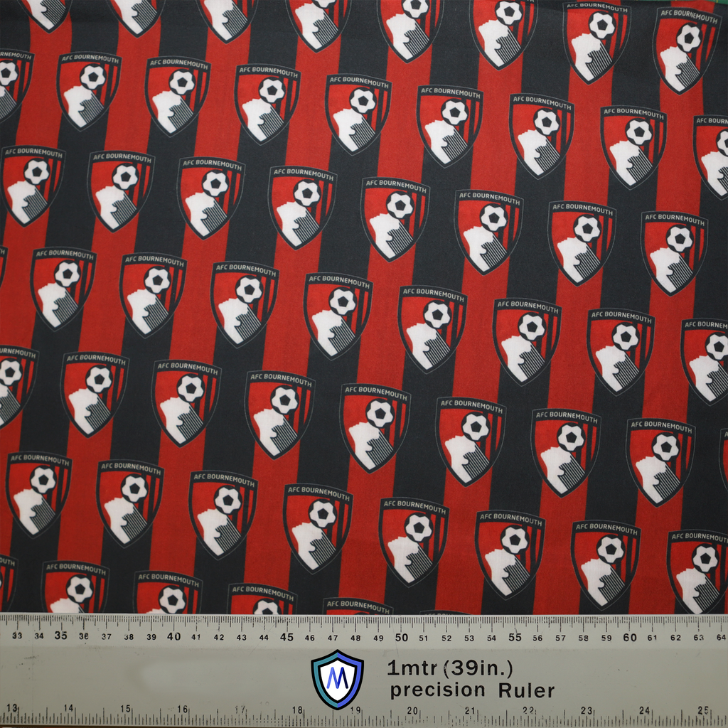 Football Club AFC Bournemouth FC Scrub Cap from Medicus Scrub Caps, featuring a repeating red and black team crest pattern.