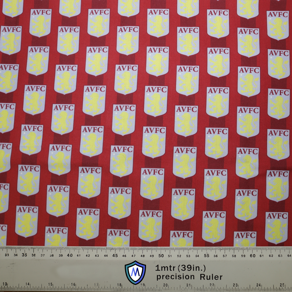 The Medicus Scrub Caps Football Club Aston Villa AVFC FC Scrub Cap features AVFC logos on a red background with yellow lions. Includes a 1mtr (39in.) ruler.