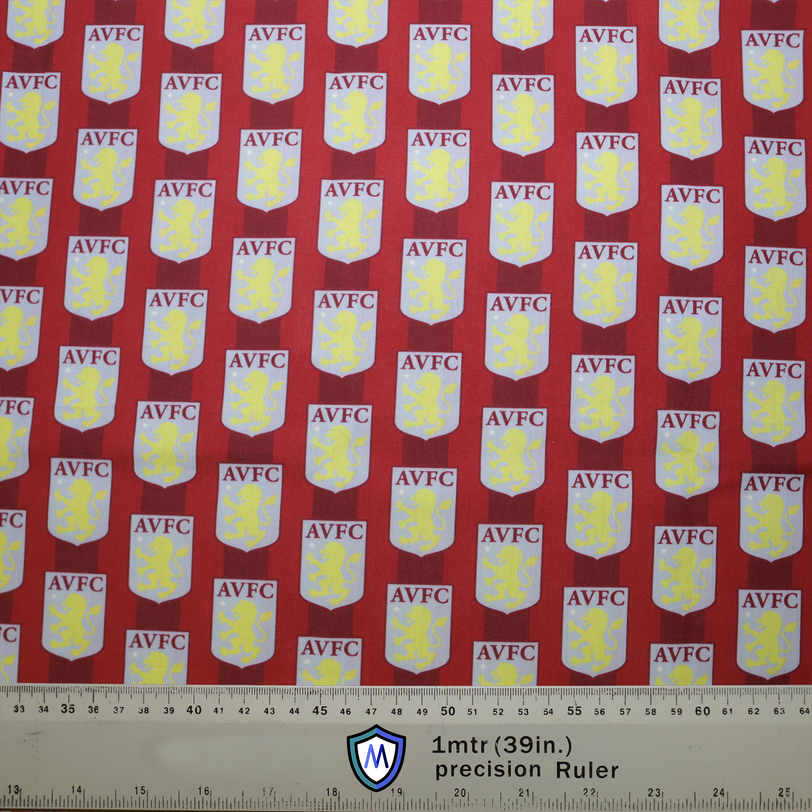 The Medicus Scrub Caps Football Club Aston Villa AVFC FC Scrub Cap features AVFC logos on a red background with yellow lions. Includes a 1mtr (39in.) ruler.