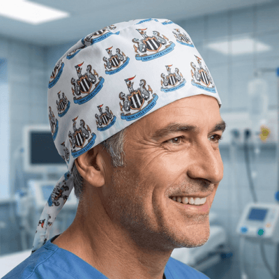 Football Club Newcastle scrub cap shown on model