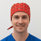 Football Club Sunderland scrub cap shown on model
