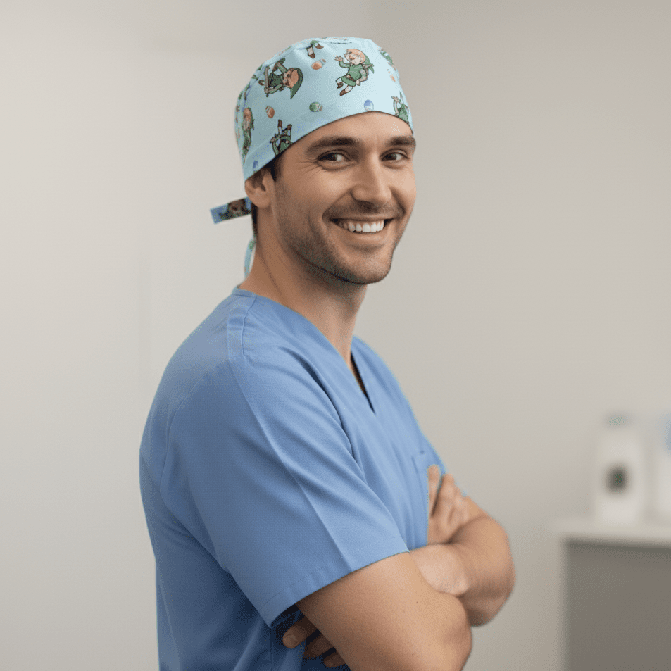 Games Zelda Retro scrub cap pattern detail on mannequin