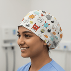 Germs Monster scrub cap shown on model