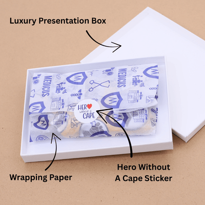 Medicus gift wrap option shown closed and open