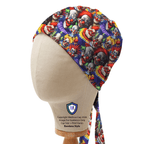 Halloween Scary Clowns scrub cap in Bandana tie-back style